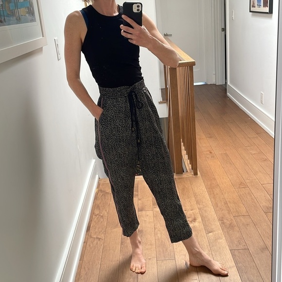 Anthropologie Ett Twa Track-Striped Joggers pants Flower Printed size S - Picture 5 of 12
